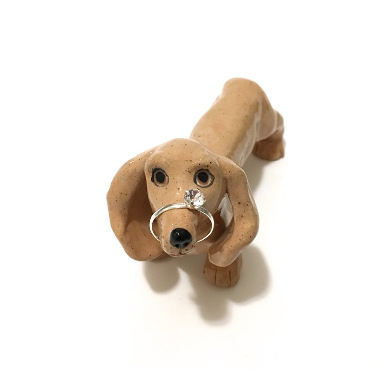Dachshund Figurine Dog Ring Holder Engagement Gift Doxie Etsy