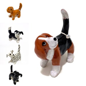 Custom Dog Figurine, Engagement  Gift, Standing Dog Ring Holder, Wedding Cake Topper, Handmade Ceramic Sculpture