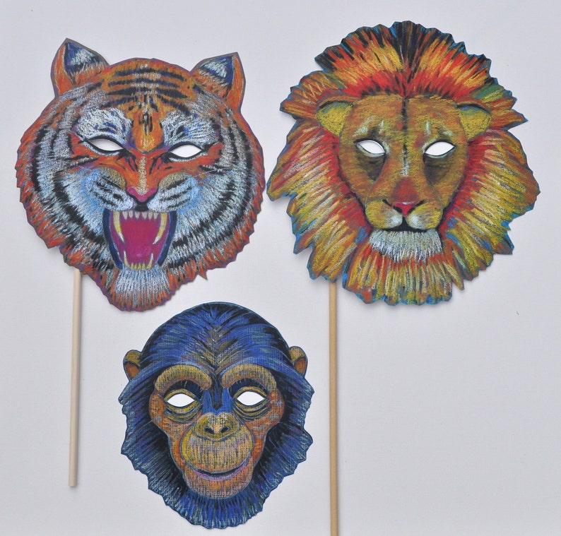 Wild Animal Masks Jungle Masks Tiger Lion Giraffe Chimp