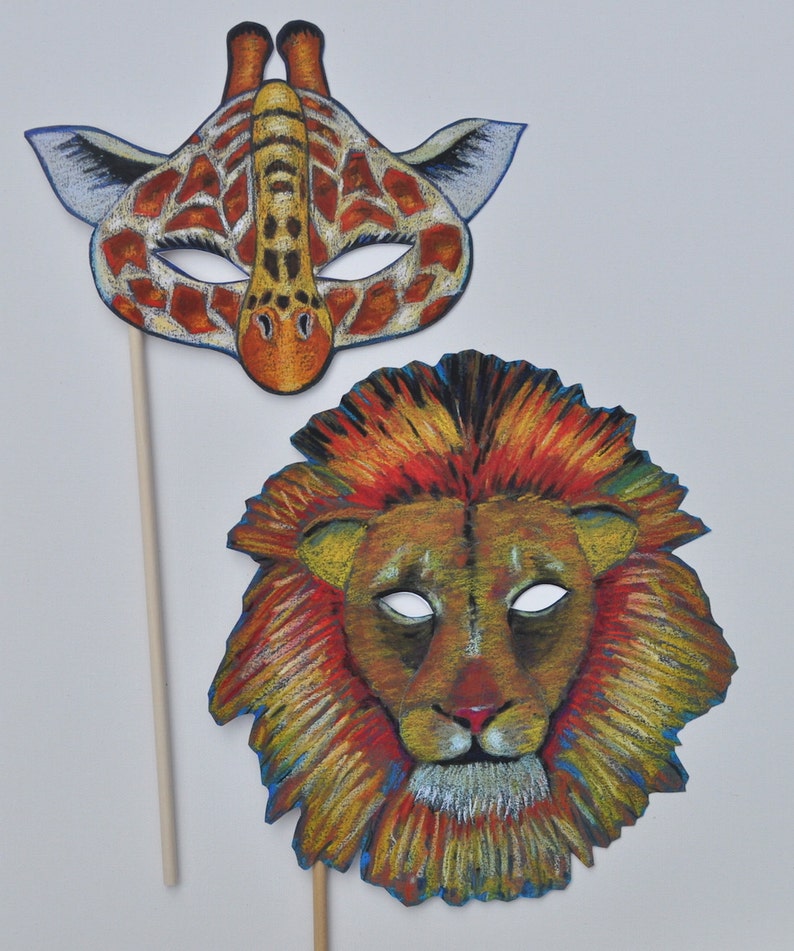 Wild Animal Masks Jungle Masks Tiger Lion Giraffe Chimp