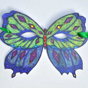 Butterfly Mask with Green Ribbons Embellishments image 1