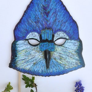 Blue Jay Mask / Bird Mask /Hand-Held