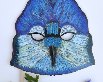 Blue Jay Mask / Bird Mask /Hand-Held