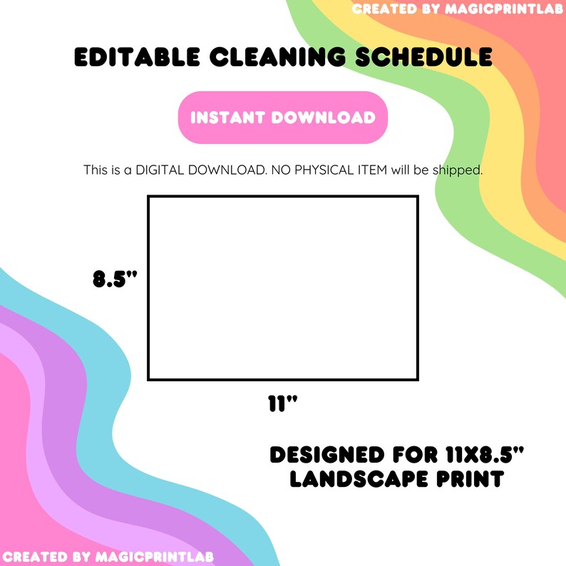 Editable Cleaning Schedule - Etsy