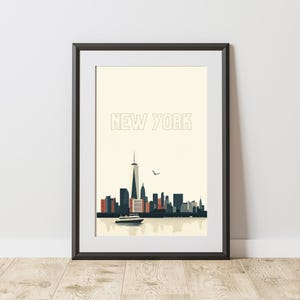 Póster imprimible de Nueva York, arte de pared minimalista y regalo de viaje a Nueva York, diseño simple y elegante para la decoración del hogar, arte moderno de Nueva York