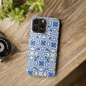 Mediterranean Tile Phone Case | Blue & White iPhone Case | Cottagecore, Boho Aesthetic, Ceramic Pattern | Trendy 2025 Case