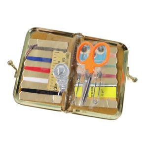 Vintage Travel Sewing Kit with Leather Case