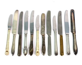 Set of 12 Silver Plate Scrap Dinner Knives • Craft Supplies