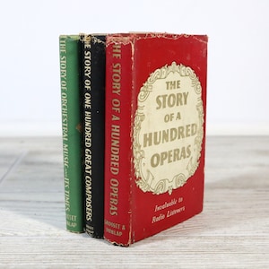 Set of 3 Vintage Miniature Books from the 1940s: The Story of One Hundred Great Composers  |  The Story of a Hundred Operas | Orchestral