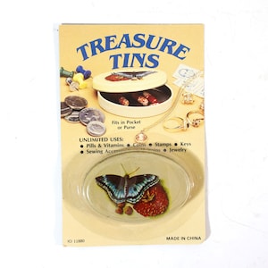 Vintage Retro Mini Treasure Tins - Butterfly Tin - Pill Box