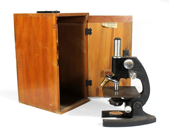 1950's Lukas Microscope in Wooden Box Etsy