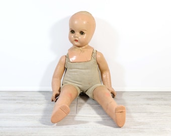 22 Inch Antique Composition Doll with Stuffed Body
