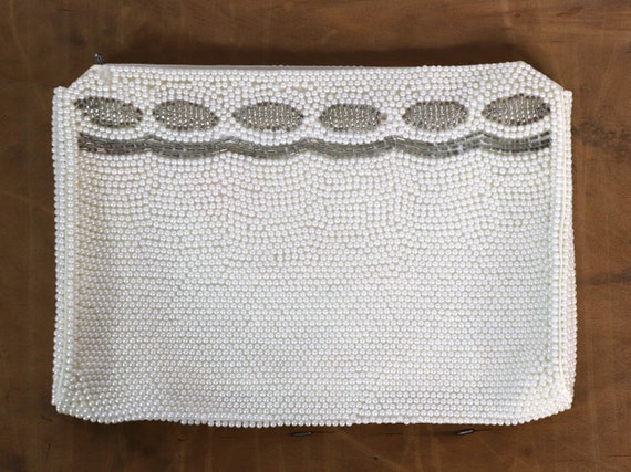 Vintage White Beaded Evening Clutch Purse Etsy