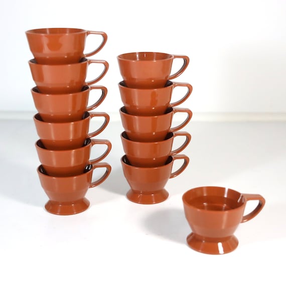 12 Vintage Brown Plastic Solo Cozy Cup Holders