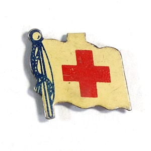 Vintage American Red Cross Flag Fold Over Tab Lapel Pin