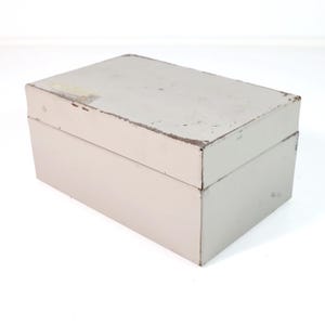 Vintage Metal Filing Box For 3x5 Cards - Light Gray
