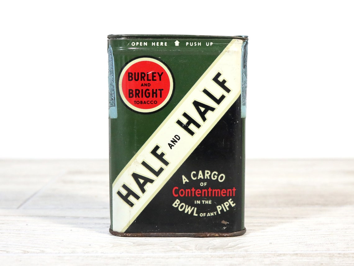 Vintage Half and Half Tobacco Tin Etsy