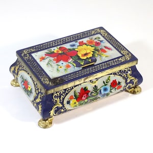 Vintage Embossed Fricke and Nacke Tin Footed Container - Western Germany