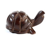 Vintage Folk Art Solid Hardwood Turtle Carving Figurine