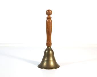 Vintage Brass Bell With Wooden Handle