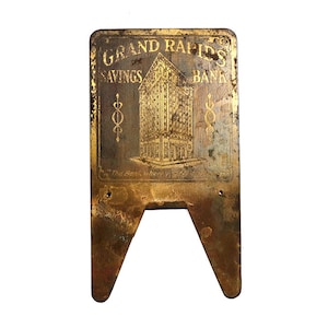 Vintage Grand Rapids Savings Bank Metal Flag