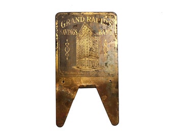 Vintage Grand Rapids Savings Bank Metal Flag