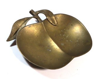 Vintage Brass Apple Dish