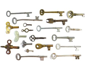 Set of 20 Genuine Vintage Skeleton Keys and Clock Keys