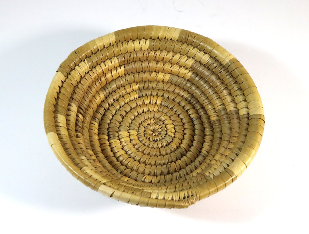 Vintage Rattan Basket Bowl Etsy