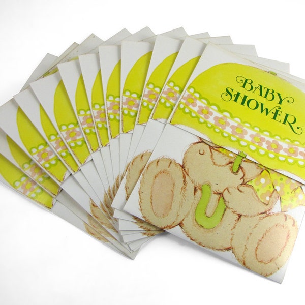 Vintage Baby Shower Invitation Cards - Set of 12