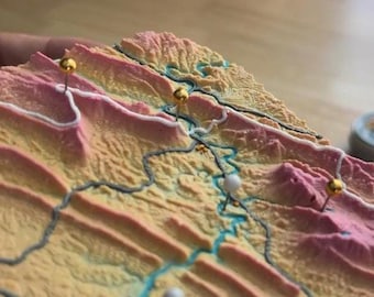 New River, Appalachian Trail, Blacksburg, Radford, 3D Topographic Push Pin Terrain Map with NFC | Personalized Gift and Achievement Tracker