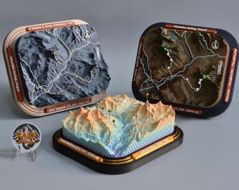 Ama Dablam - Taboche, Khumbu Valley to Everest BC, 3D Topographic Push Pin Terrain Map with NFC, Personalized Gift and Achievement Tracker