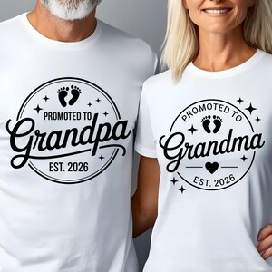 Promoted Grandma and Grandpa PNG Grandparents Pregnancy Reveal Drawings,Announcement Gift For New Grandparents Est. 2026 png