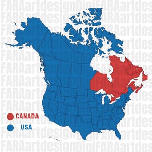 Diseño de mapas de EE. UU. y Canadá para aficionados a la geografía, amantes de los mapas de América del Norte, EE. UU. png, Canadá png