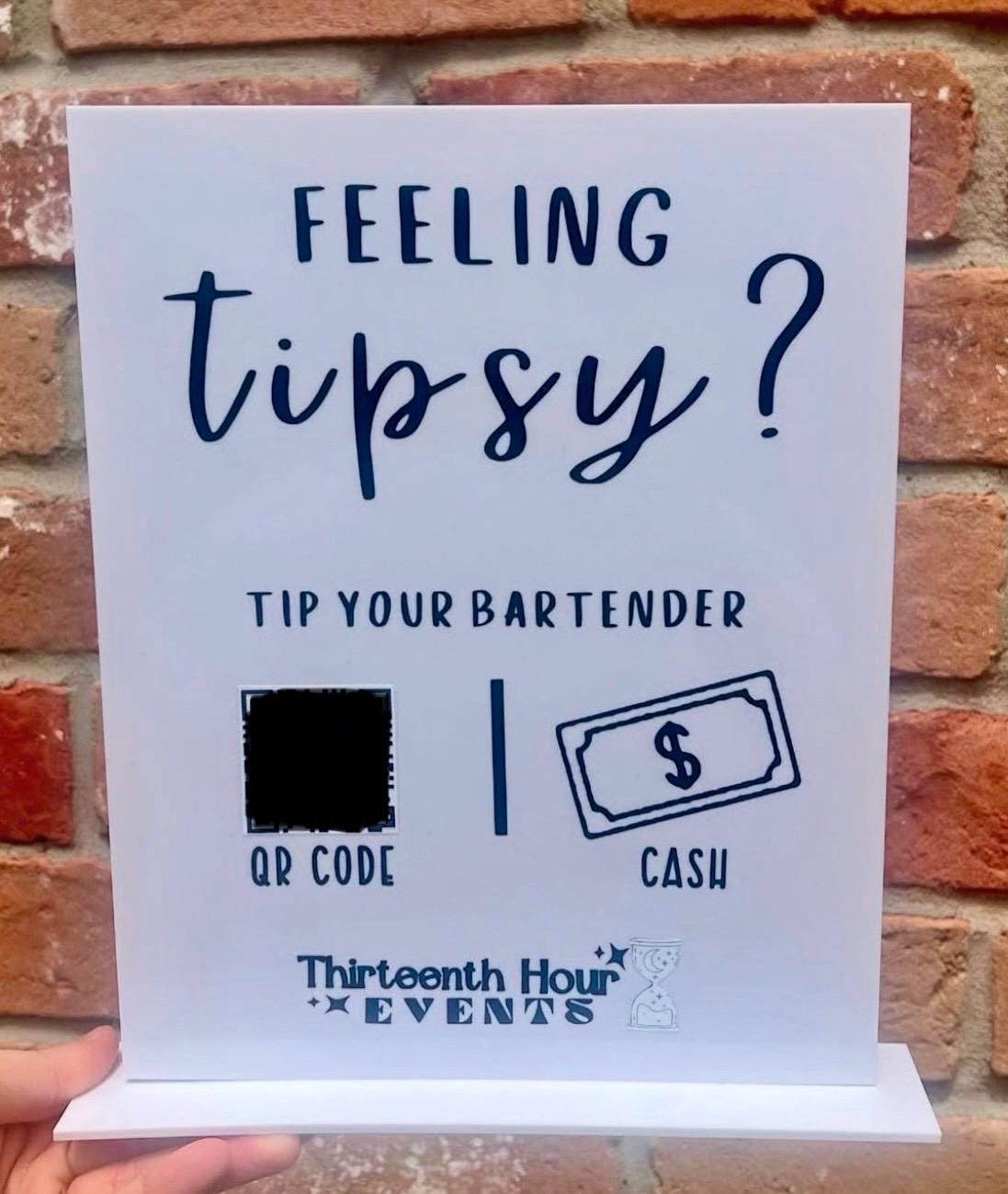Tipsy Bar Sign | Tip Your Bartender Sign | QR Code & Cash Sign ...