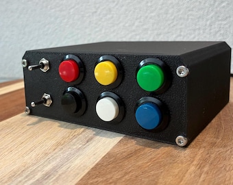 Carbon Fiber Sim Racing Button Box: 6 Buttons, 2 Toggle Switches