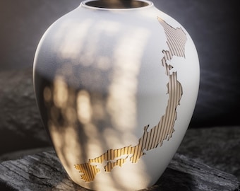 Vase carte japonaise, décoration intérieure Japandi imprimée en 3D, fleurs séchées, Kintsu Nihon (16,4 x 17,9 x 16,4 cm)