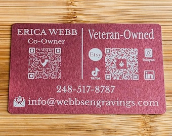 Custom Laser Engraved Metal Business Cards - Professional Aluminum Cards with Personalized Design