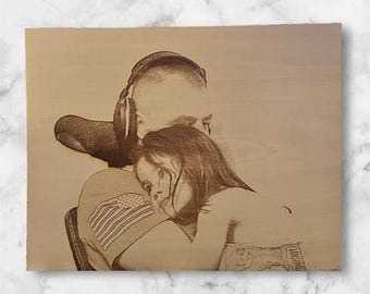 Laser Engraved Picture in Frame Custom Wooden Wall Art