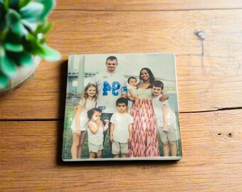 Custom Photo Slate Coaster - Personalized Family Portrait Gift