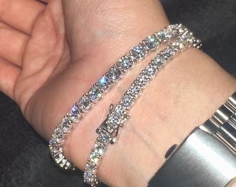 Sterling Silver Moissanite Tennis Bracelet, VVS1 4mm 5mm Stones
