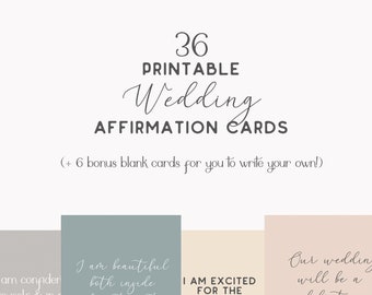 Printable Wedding Affirmation Cards for Bride or Groom | Bride to Be Engagement Gift | Wedding Planner Digital | Inspirational Quote Cards