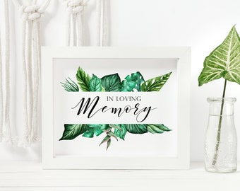 Tropical In Loving Memory Wedding Sign Printable | Instant Download | Memorial Sign