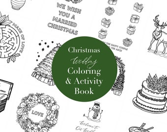 Christmas Wedding Kids Activity Coloring Pages | Printables for DIY Wedding | Wedding Coloring Book | Winter Holiday Wedding Favors