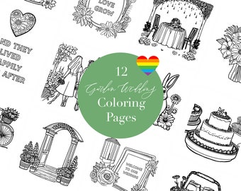 Lesbian Wedding Coloring Book for Garden Wedding | Printables for DIY Garden Wedding | Kids Wedding Table | LGBTQ Wedding Coloring Book