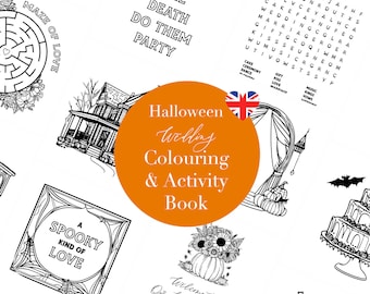 Halloween Wedding Kids Activity Colouring Pack | Printables for DIY Wedding | Wedding Colouring Book | Kids Wedding Favours
