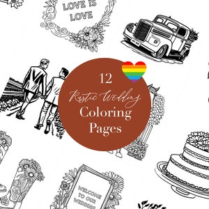 Gay Wedding Coloring Book for Rustic Barn Wedding | Printables for DIY Rustic Wedding | Kids Wedding Table | LGBTQ Wedding Coloring Book