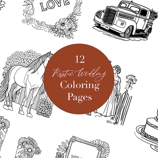 Kids Activity Coloring Pack for Rustic Barn Wedding | Printables for Western Themed Wedding | Kids Wedding Table