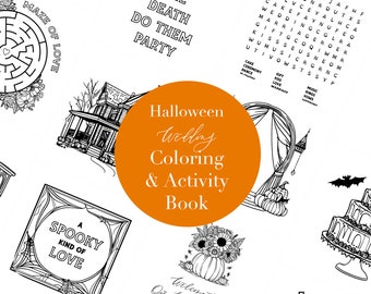 Halloween Wedding Kids Activity Coloring Pack | Printables for DIY Wedding | Wedding Coloring Book | Kids Wedding Favors