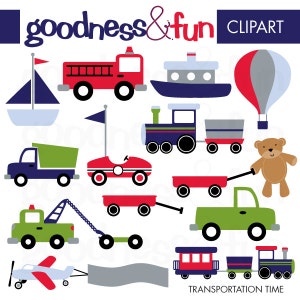 Transportation Time Clipart - Digital Transportation Clipart - Instant Download